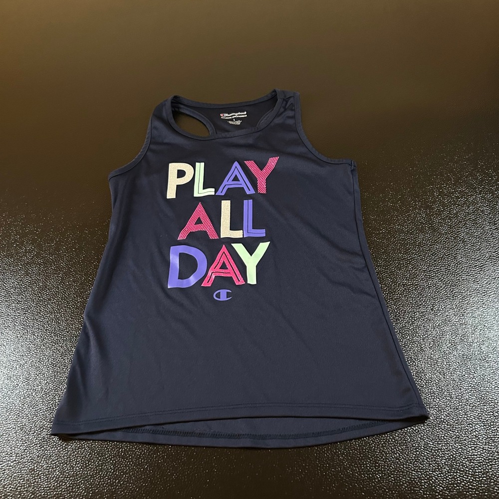 Champion Athletic Tank Top Play All Day Racerback Sleeveless‎ navy Kids Large